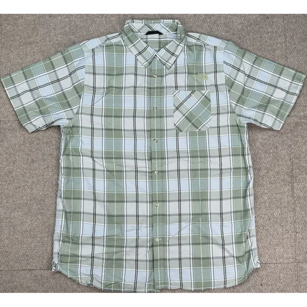 The North Face Men's Button Up Short‎ Sleeve Plaid Shirt Size XL